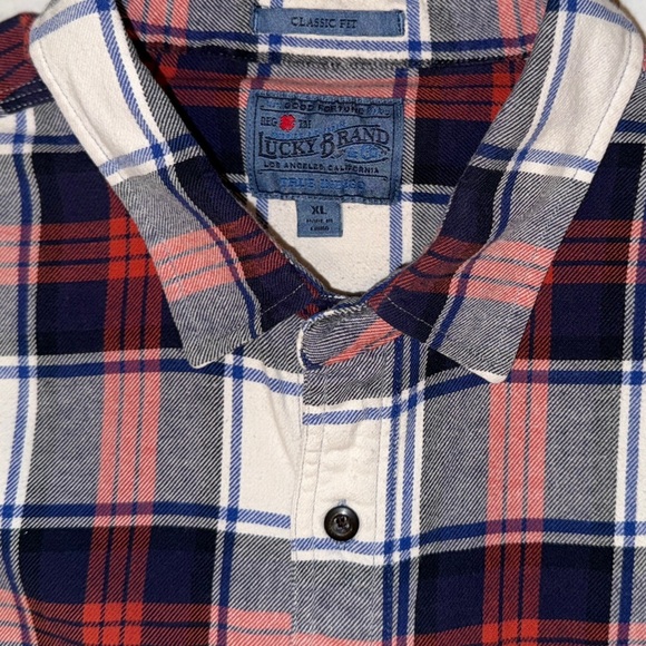 Lucky Brand Men’s XL Plaid Button-Front Shirt – Red, Navy, Cream – Long Sleeve - Picture 2 of 10
